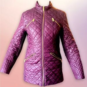 Via Spiga Ladies Wine Double Zip Quilted Coat Size “S”